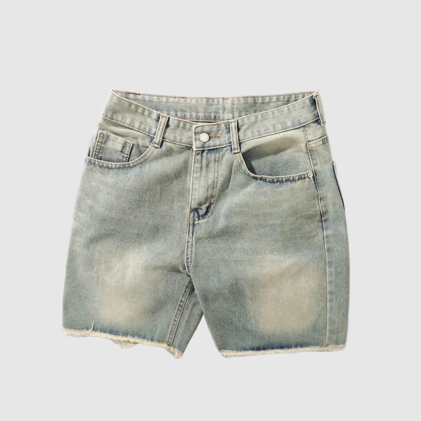 Velocity Slim-Fit Jean Shorts in indigo denim — front view, 90 Percent men's shorts