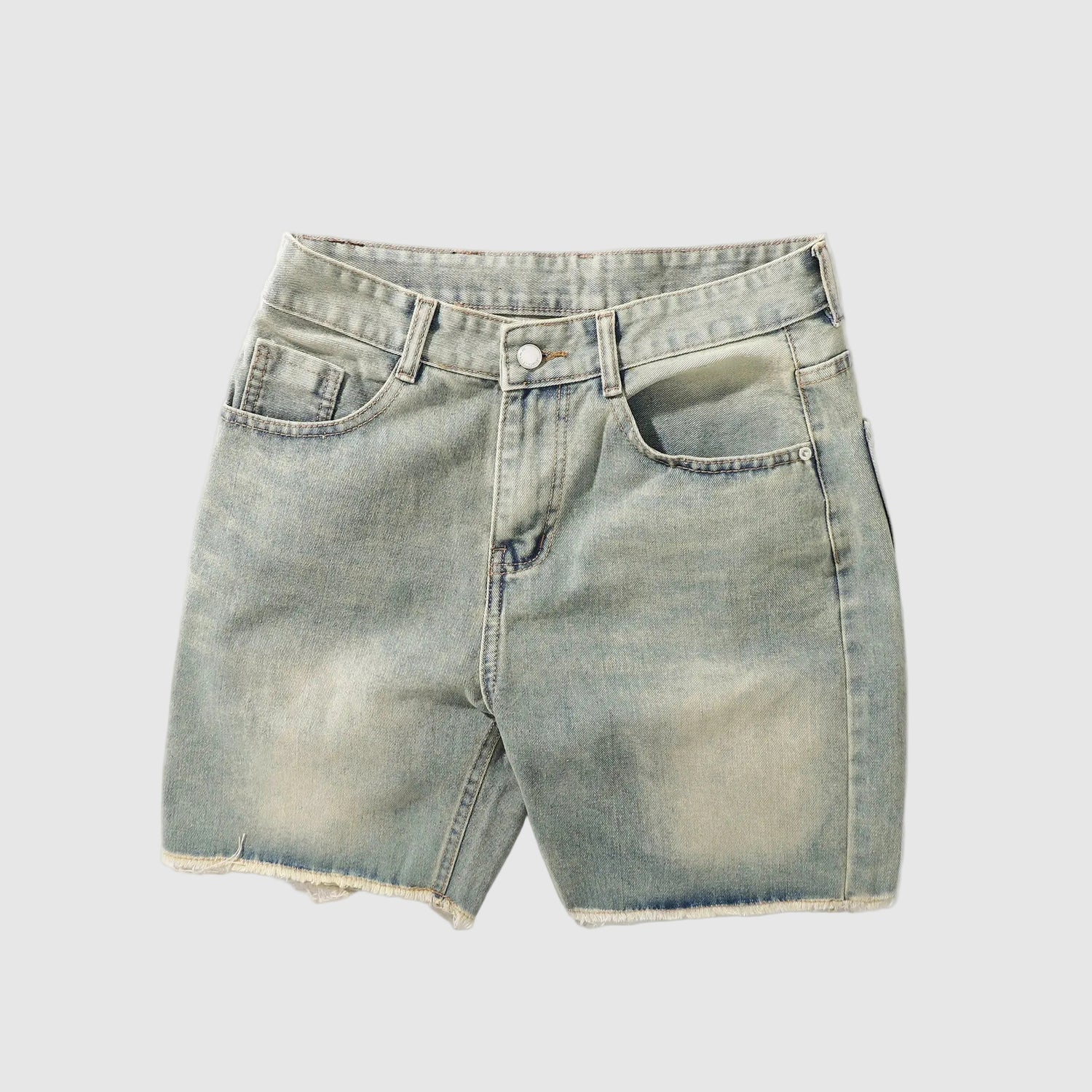 Velocity Slim-Fit Jean Shorts in indigo denim — front view, 90 Percent men's shorts