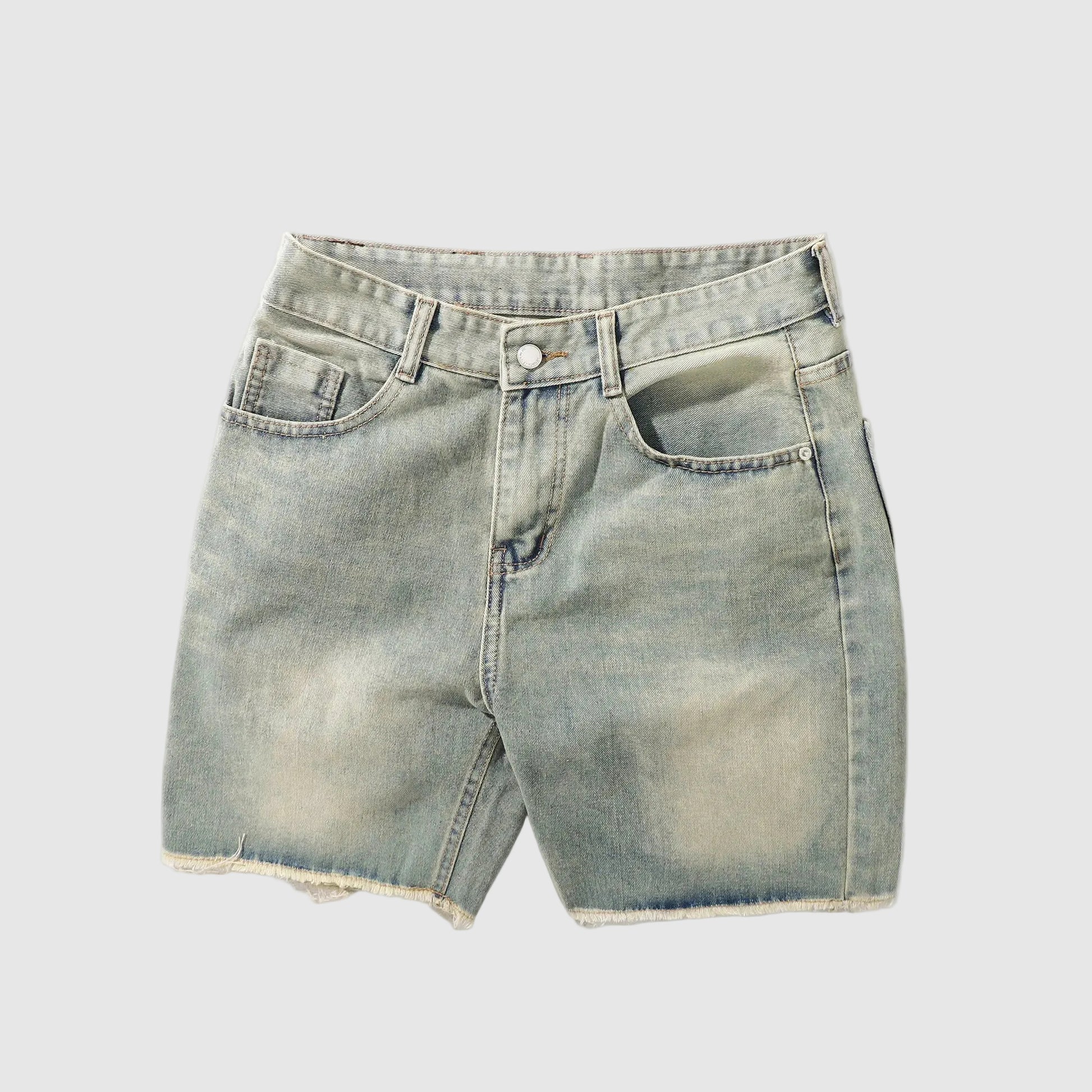Velocity Slim-Fit Jean Shorts in indigo denim — front view, 90 Percent men's shorts