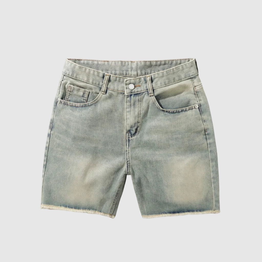 Velocity Slim-Fit Jean Shorts — side detail showing tailored fit and premium denim, 90 Percent