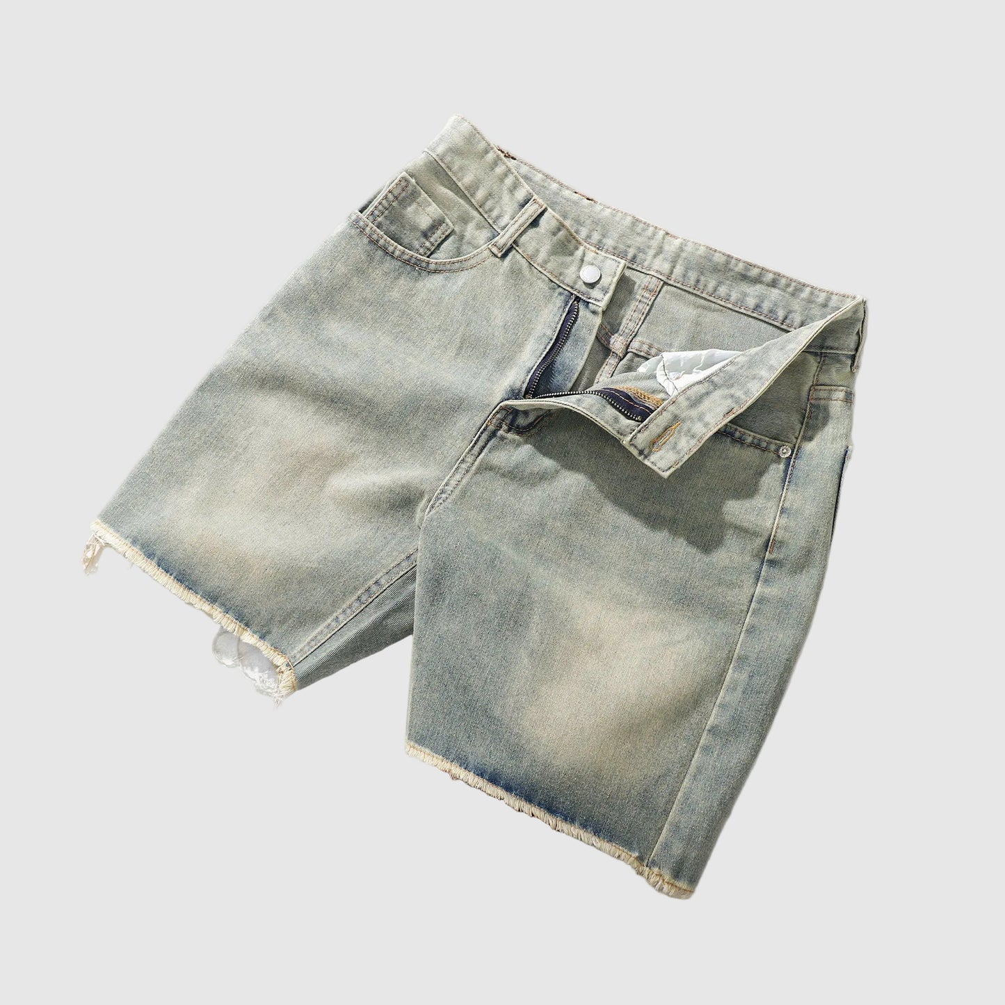 Velocity Slim-Fit Jean Shorts — close-up of denim texture and reinforced construction, 90 Percent